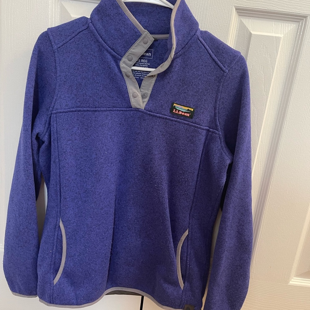 LLbean button up pullover - purple and gray XS regular